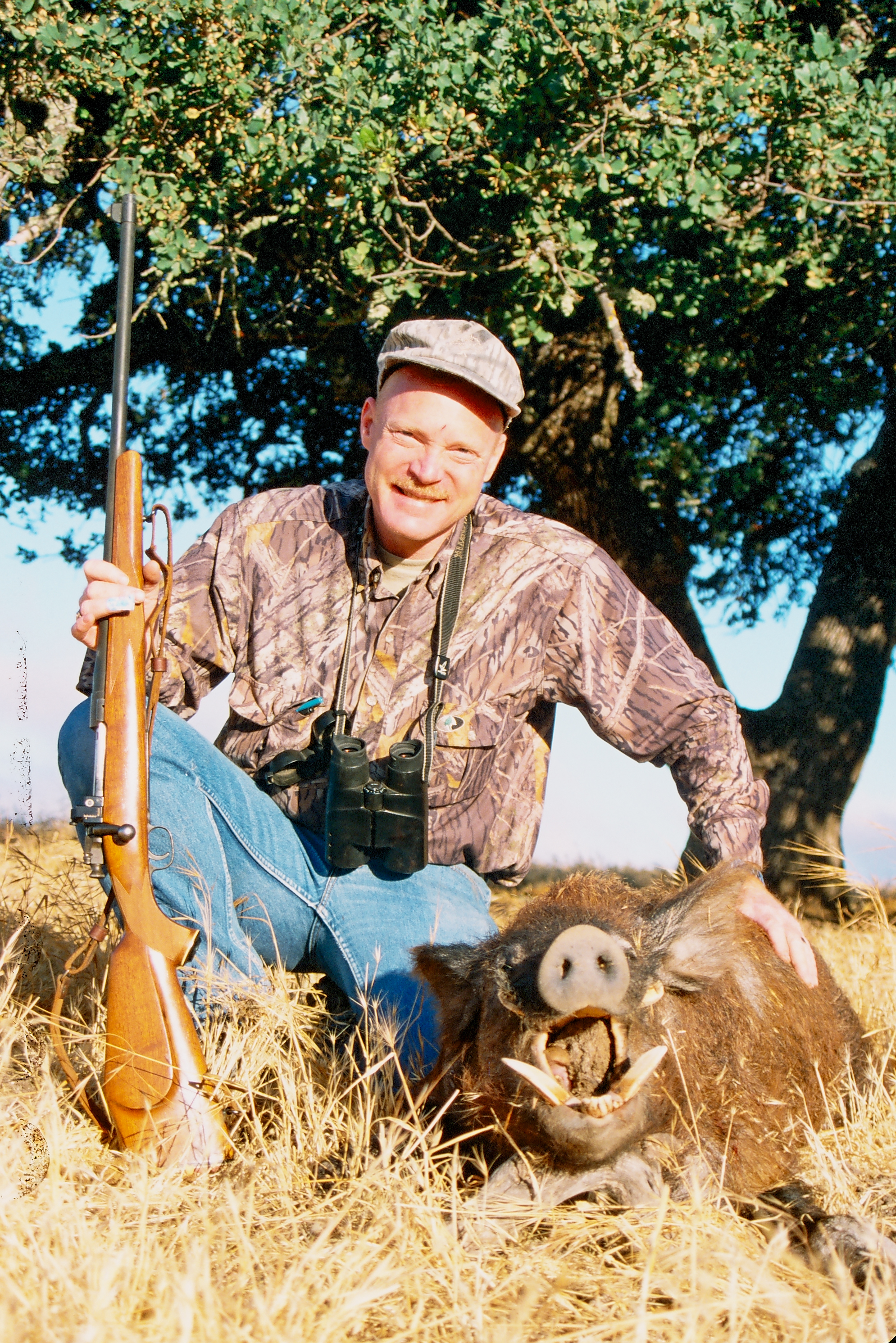 This sporterized 1903 Springfield .30-06 was Boddington’s first centerfire rifle, mounted with a Williams aperture on the rear receiver ring. As a youngster, he never hunted with this rifle; he was nearly 40 when he used it for this California feral hog.